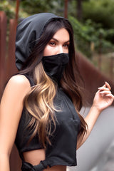 Hooded Fluid-Repellent Vest with Built-In Mask