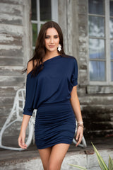 Navy Off The Shoulder Mini Dress